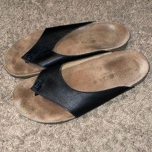 Haflinger Amy black leather cork sandals